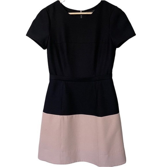 BCBGMaxazria Black and‎ Tan Short Sleeve Fitted Dress. Hannah Modest Size 8 - Picture 1 of 9